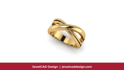 18k gold crisscross infinity ring with polished finish - JewelCAD Design Bangkok